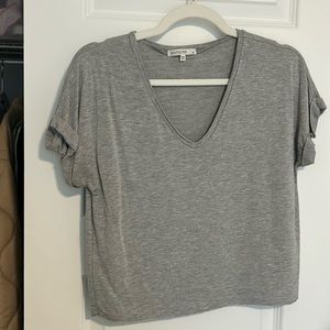 Gray Casual V neck